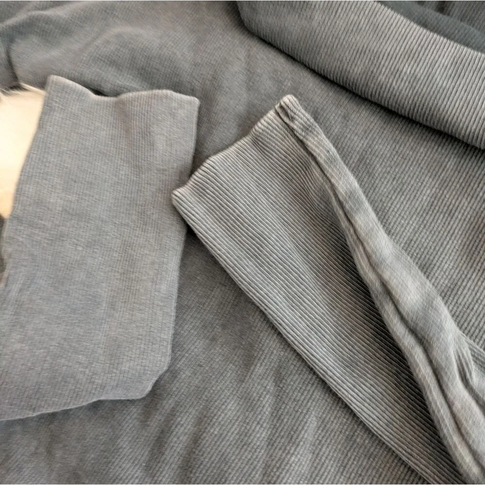 We The Free Hibiscus Foldover Long-Sleeve Top S Small grey ribbed